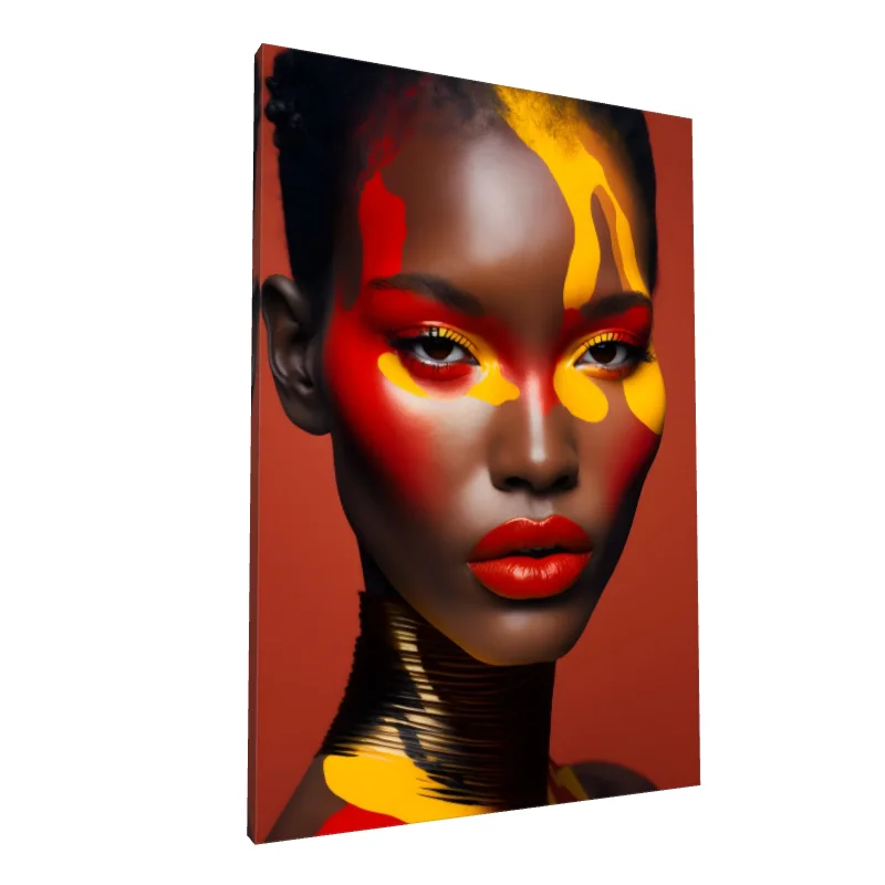 Tablou canvas: Portret Vibrant cu Elemente Africane