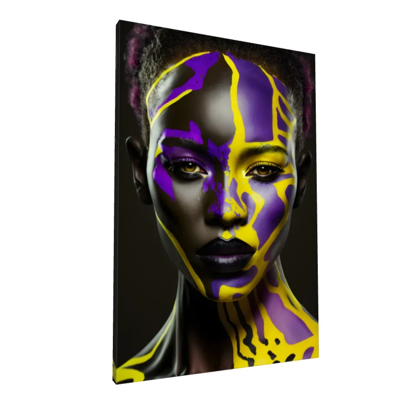 Tablou canvas: Portret Abstract cu Elemente Africane - Image 1