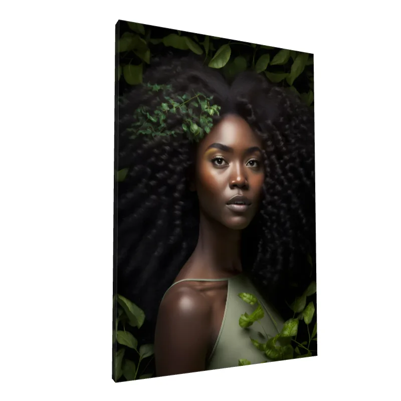 Tablou canvas: Portret Cultural African cu Elemente Naturale - Image 1
