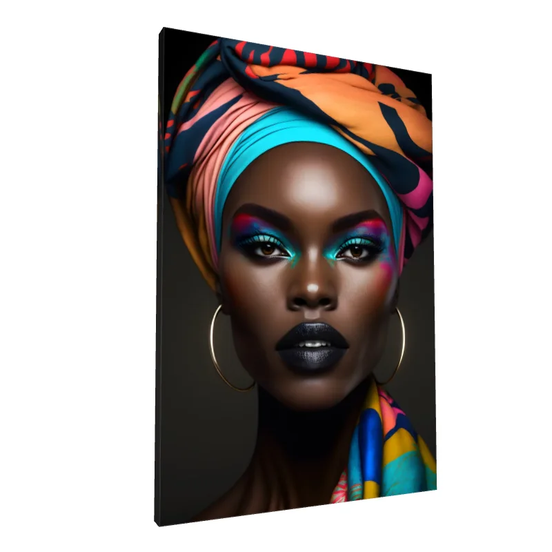 Tablou canvas: Portret Vibrant cu Turban African 2