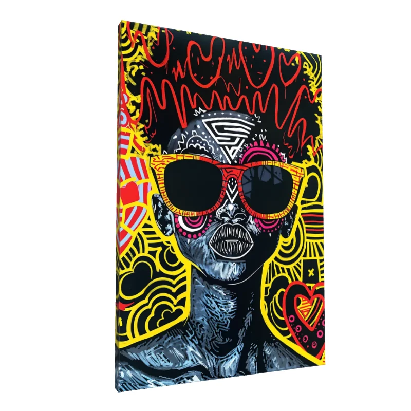Tablou canvas: Portret Vibrant cu Motive Africane