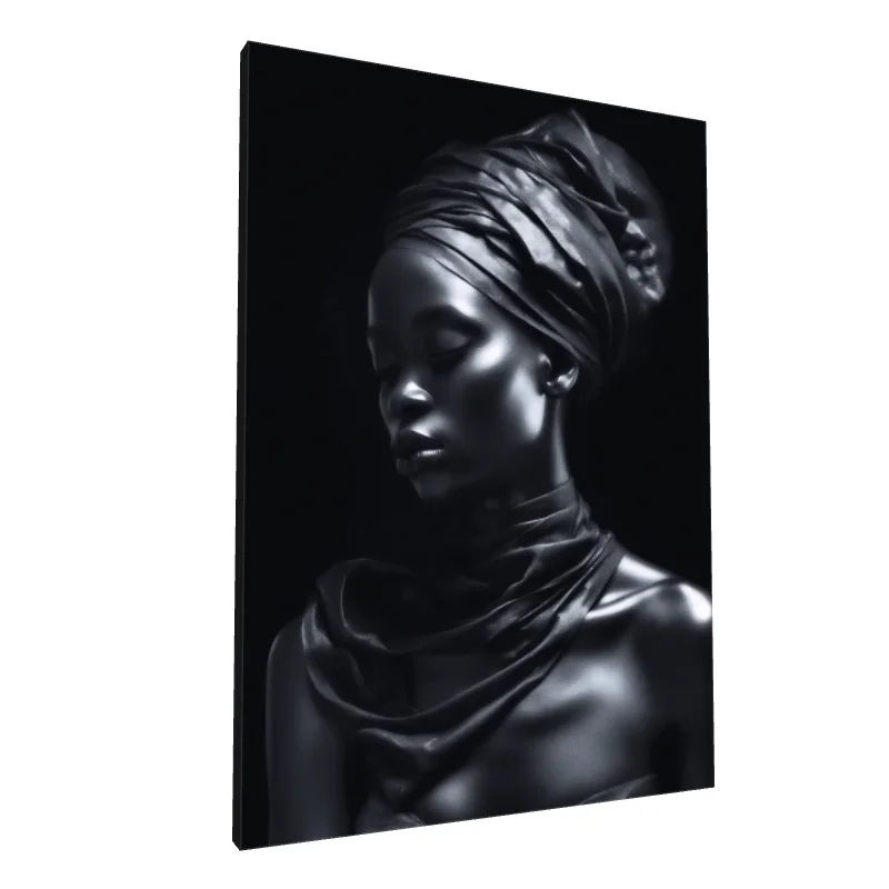 Tablou canvas: Portret Eleganță în Tonuri de Negru - Image 1