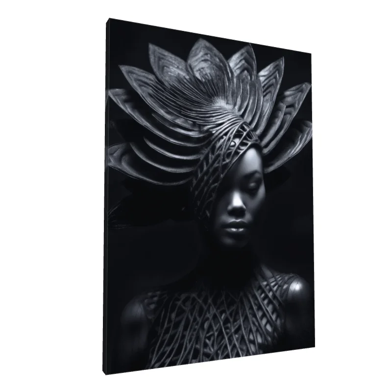 Tablou canvas: Portret Modern cu Elemente Florale