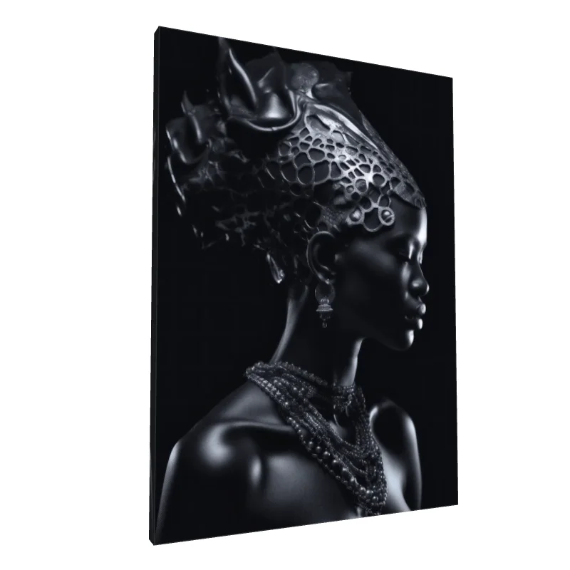 Tablou canvas: Portret Monocrom al Madonei Negre - Image 1