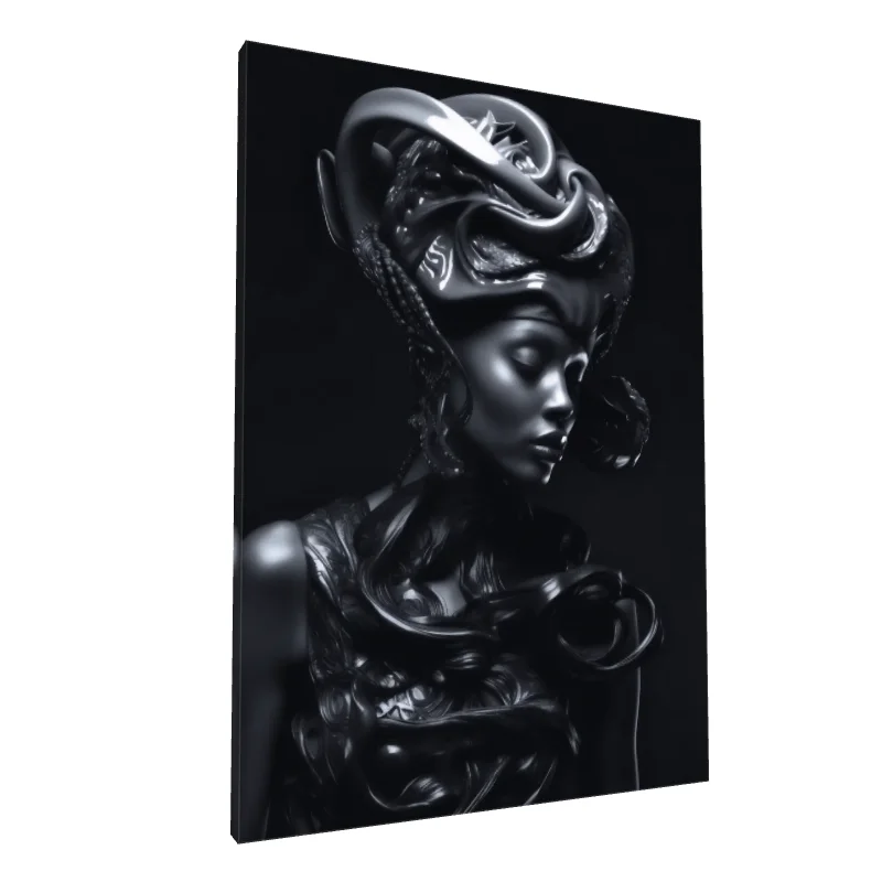 Tablou canvas: Portret Futurist în Tonuri de Negru