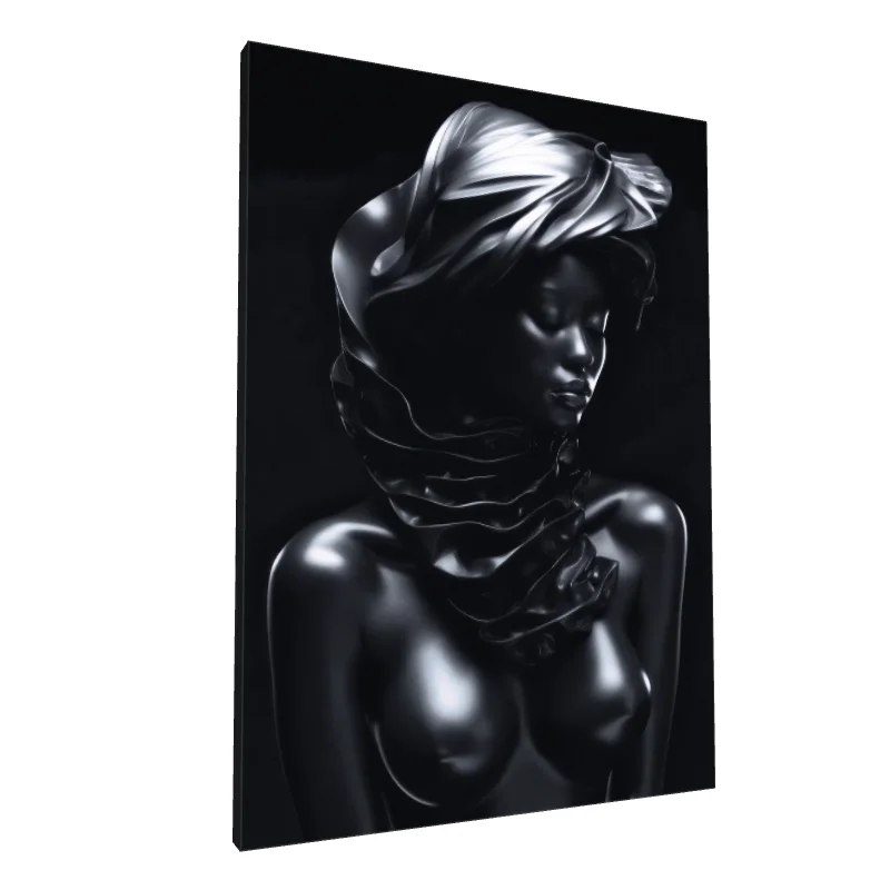 Tablou canvas: Siluetă Neagră cu Drapaj Fluid
