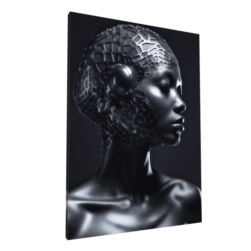 Tablou canvas: Portret Futurist în Teme Metalice