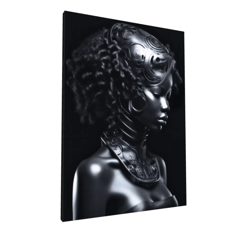 Tablou canvas: Portret Futurist în Tonuri Monocrome - Image 1