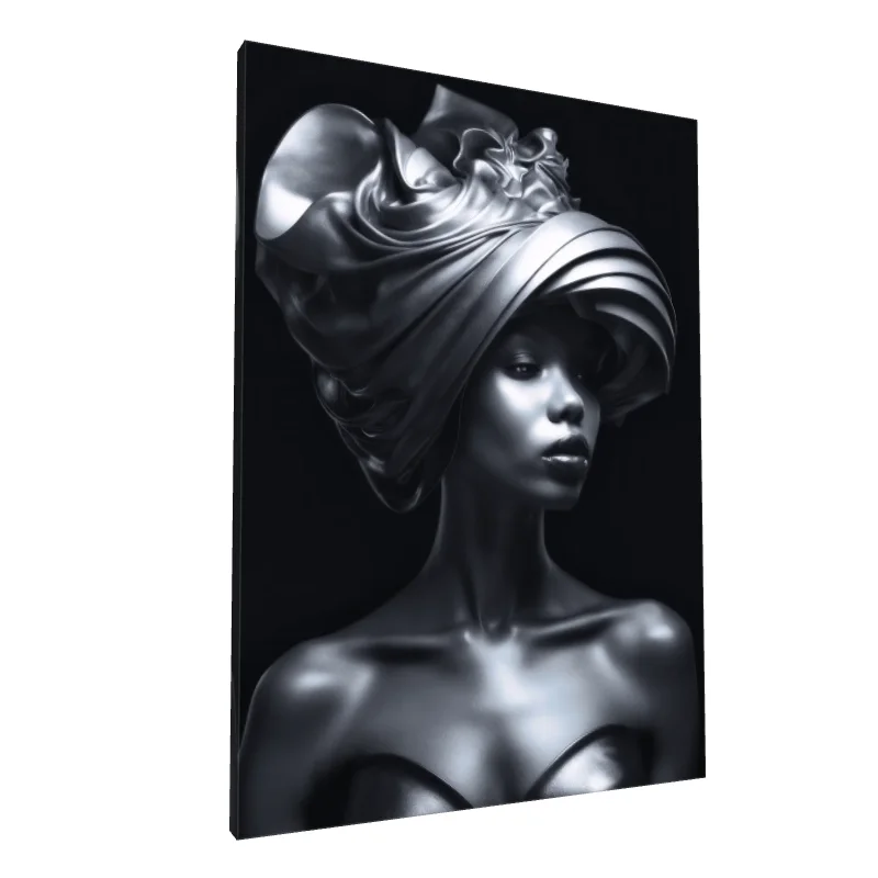 Tablou canvas: Portret Modern în Tonuri Metalice