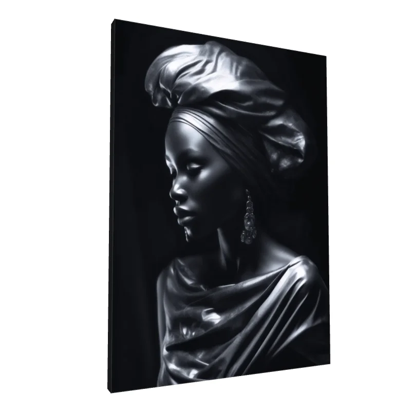 Tablou canvas: Portret Elegant în Tonuri de Negru - Image 1