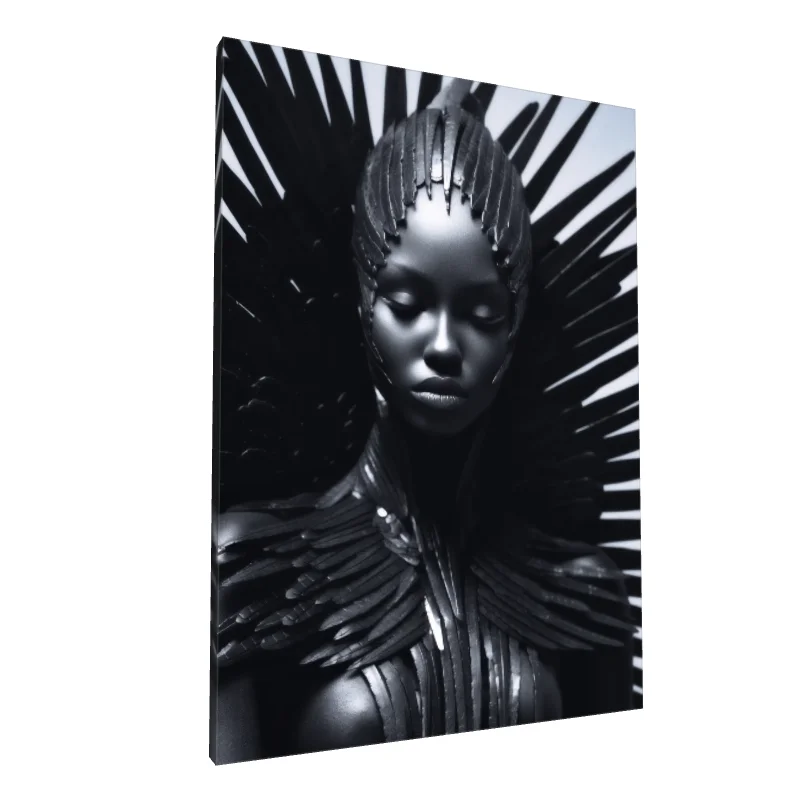 Tablou canvas: Portret Futurist Black Madonna în Tonuri Întunecate