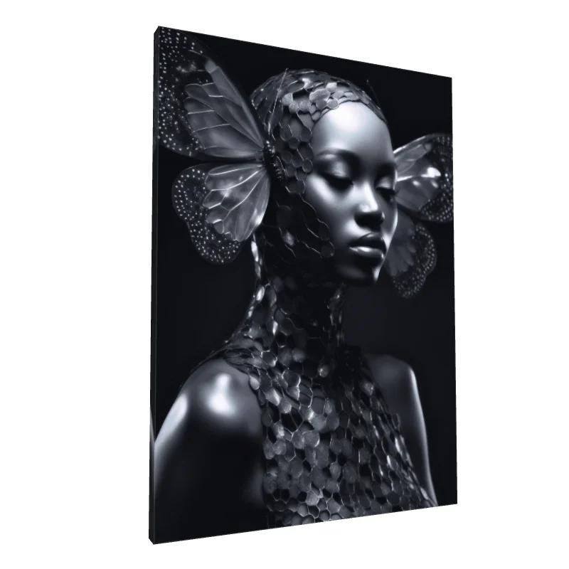 Tablou canvas: Portret Futurist cu Elemente de Fluture
