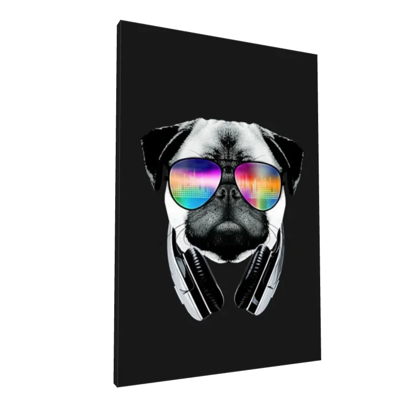 Tablou canvas: Câine cu Ochelari și Căști Colorate - Image 1