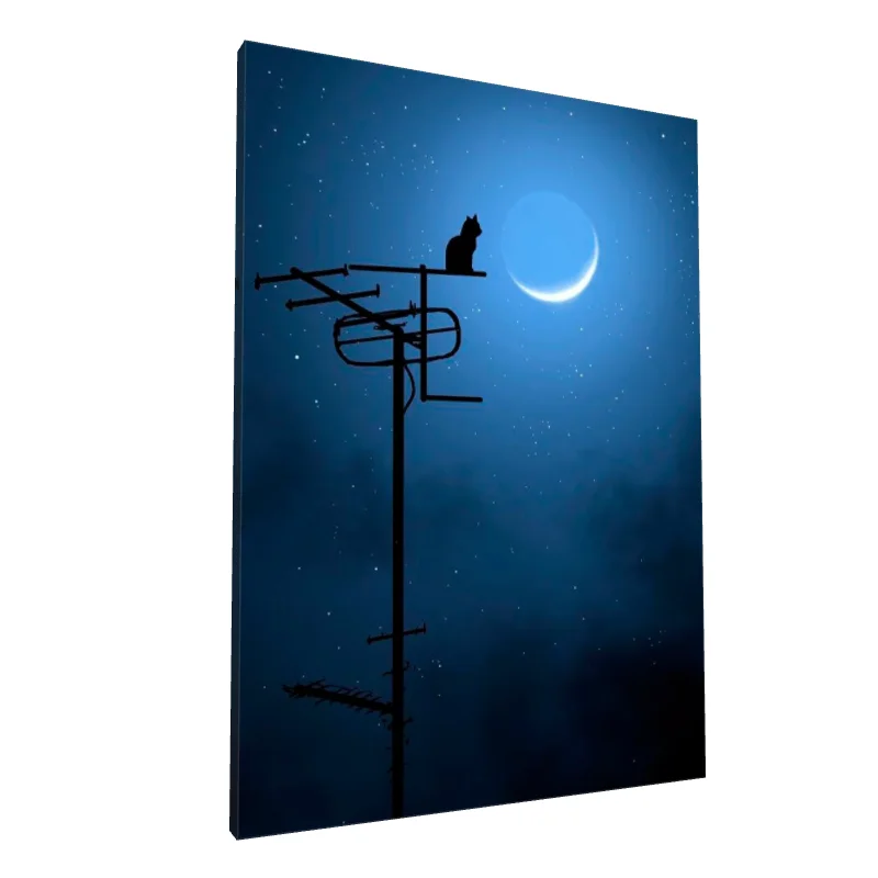 Tablou canvas: Pisică Siluetă la Lună Nouă - Image 1