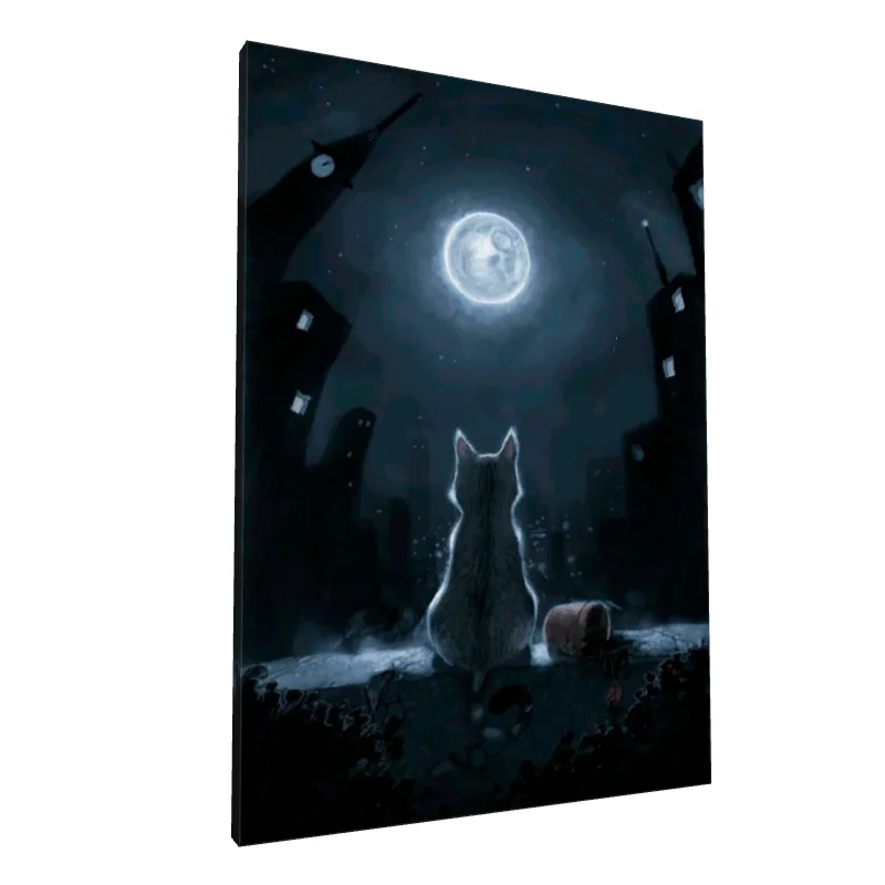Tablou canvas: Pisică în Noapte Luminată de Lună - Image 1