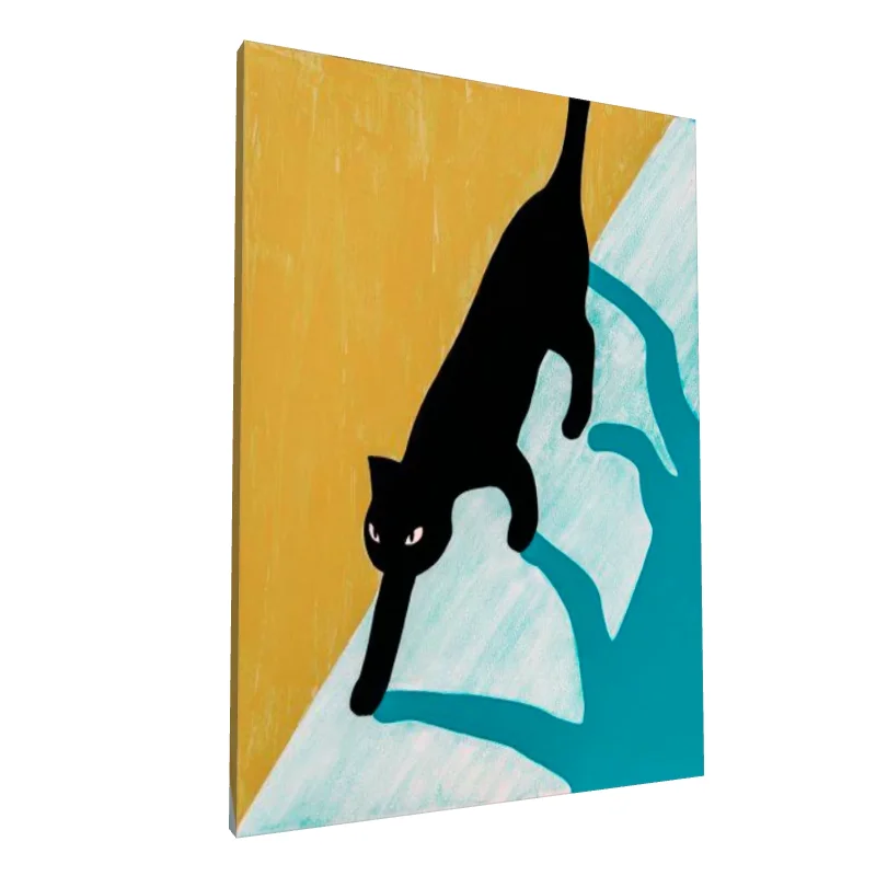 Tablou canvas: Siluetă Pisică Neagră pe Fundal Contrastant - Image 1