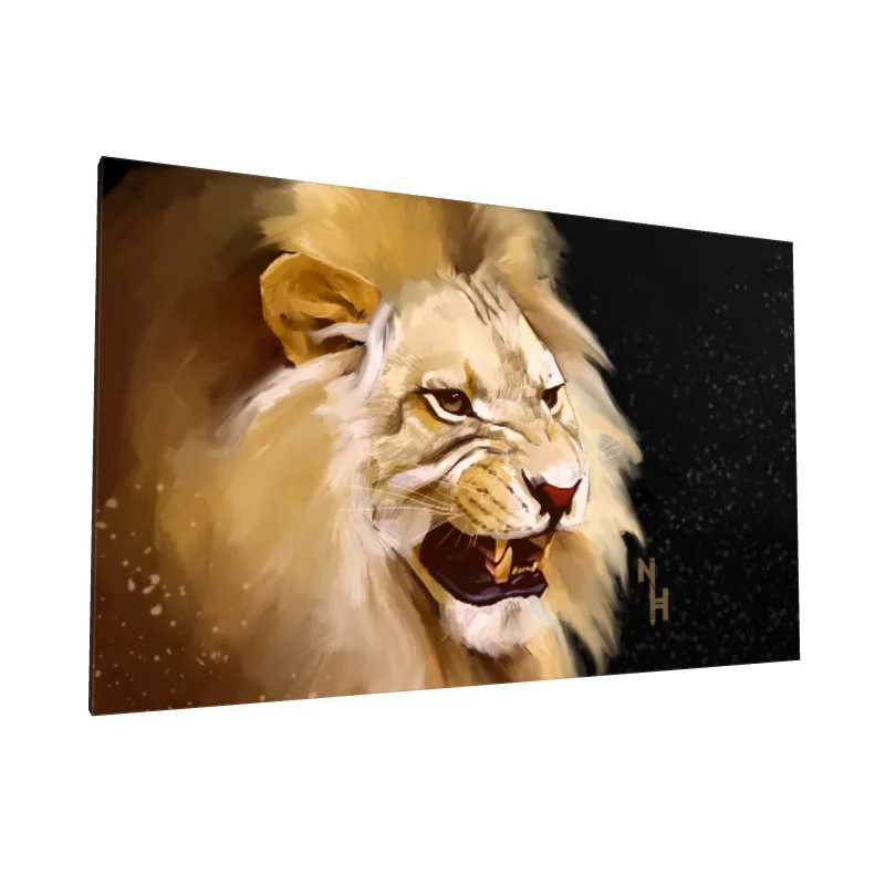 Tablou canvas: Portret de Leu în Culori Intense