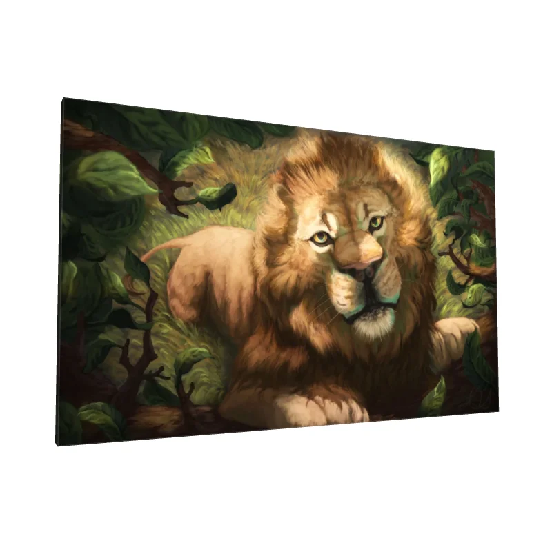 Tablou canvas: Leu Înconjurat de Natură Sălbatică - Image 1