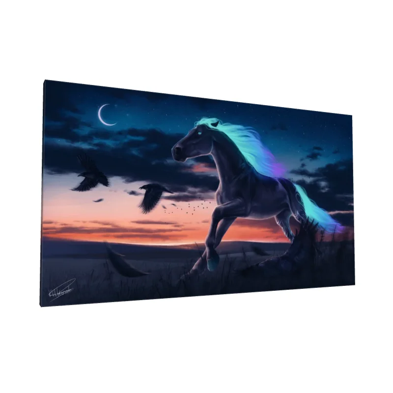 Tablou canvas: Cal Nocturn cu Coamă Luminoasă - Image 1