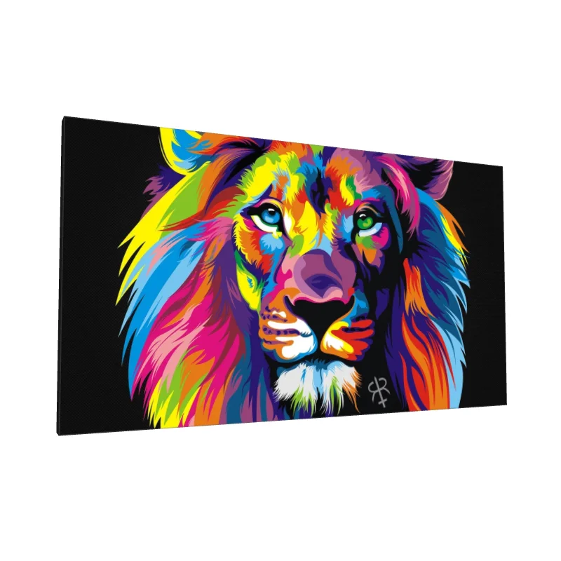 Tablou canvas: Leu Multicolor în Stil Pop Art - Image 1