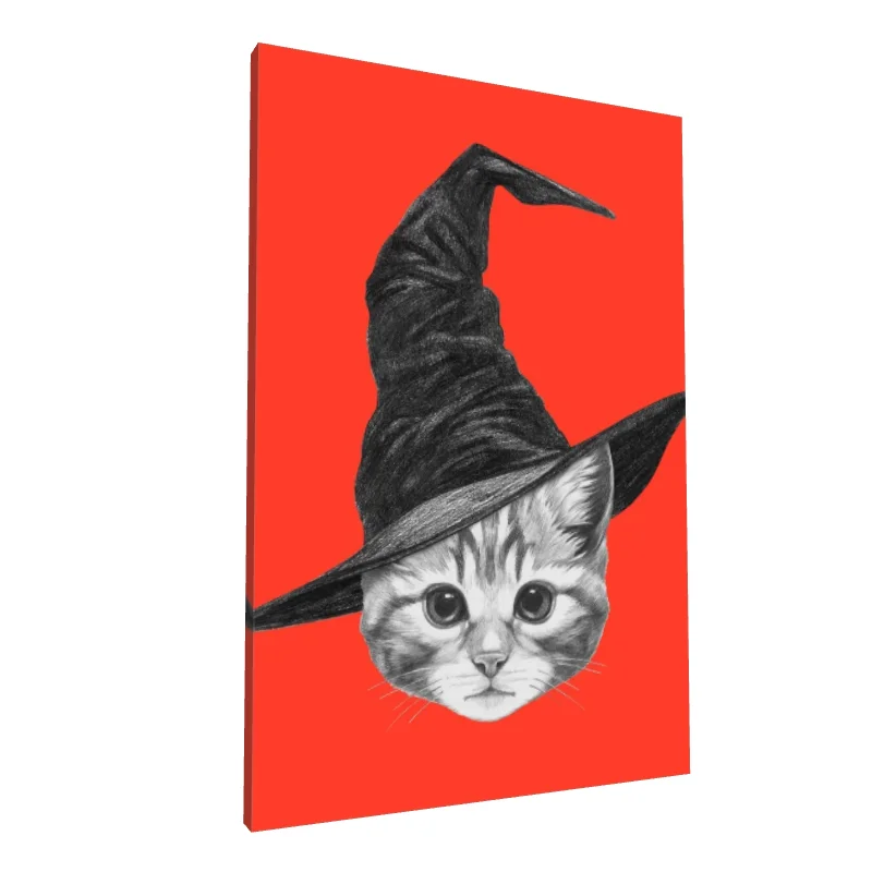 Tablou canvas: Pisicuță cu Pălărie de Vrăjitoare