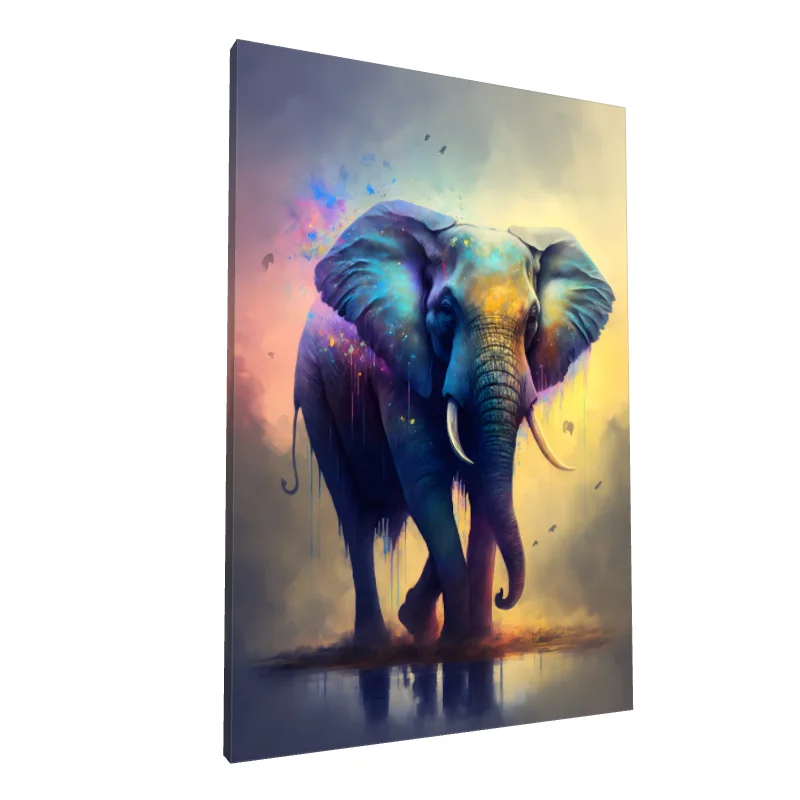 Tablou canvas: Elefant Multicolor în Stil Abstract - Image 1