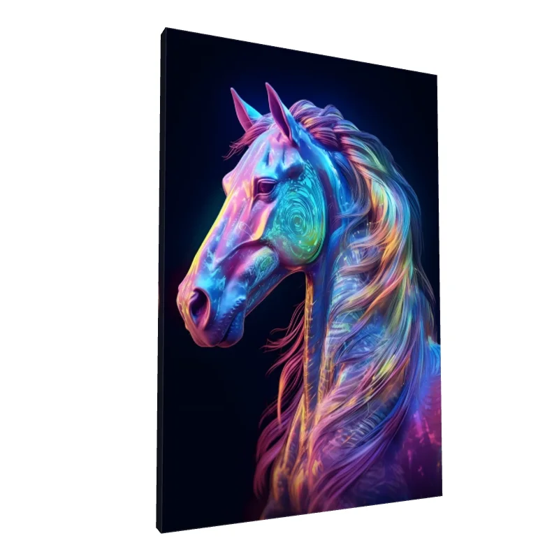 Tablou canvas: Portret Cal în Culori Neon - Image 1