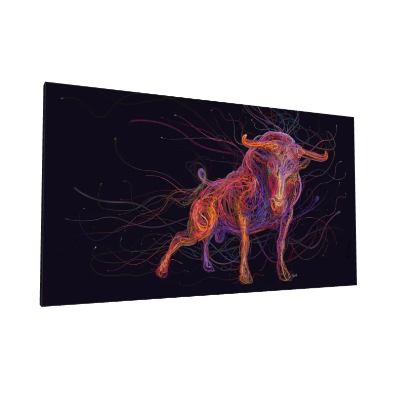 Tablou canvas: Taur Energetic în Culori Vibrante