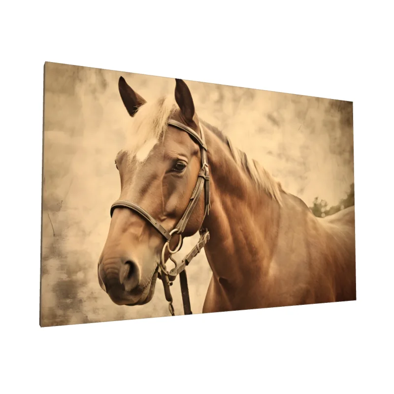 Tablou canvas: Portret de Cal în Tonuri Sepia - Image 1