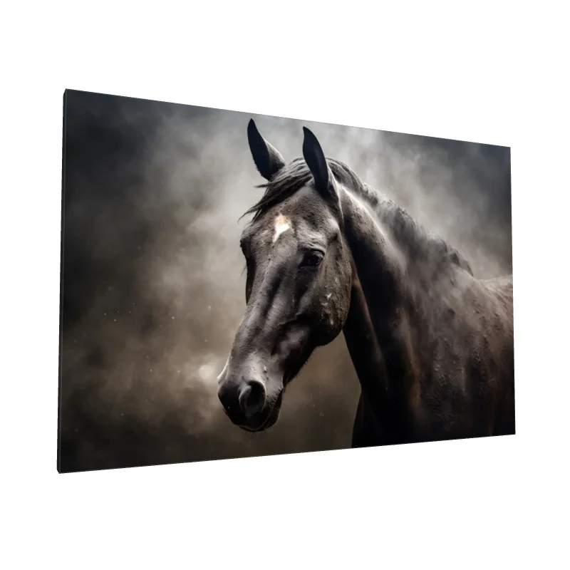 Tablou canvas: Portret de Cal Negru în Praf și Lumină - Image 1