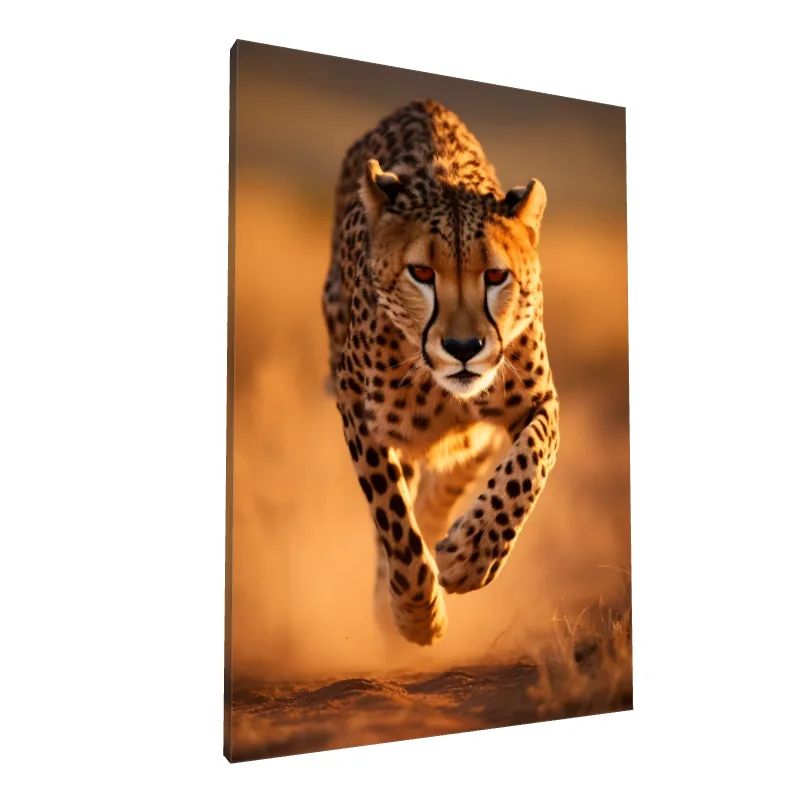 Tablou canvas: Ghepard în Alergare pe Fundal Auriu