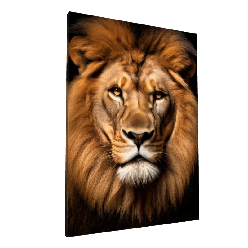 Tablou canvas: Portret Realist de Leu în Tonuri Calde (2)