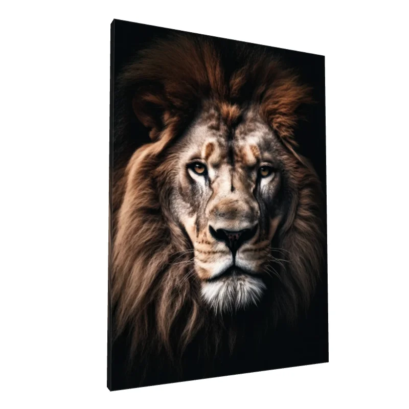 Tablou canvas: Portret Realist de Leu cu Privire Intensa 2 - Image 1