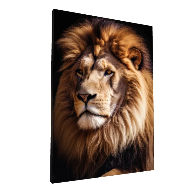 Tablou canvas: Portret Realist de Leu în Tonuri Calde 2 - Image 1