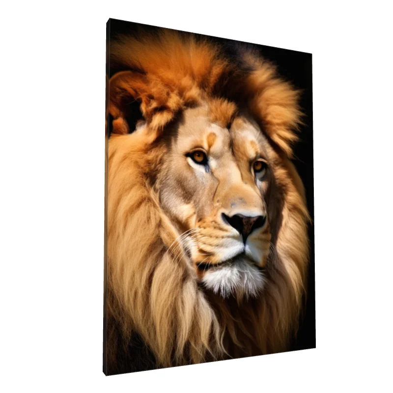 Tablou canvas: Portret Detaliat de Leu în Lumină Caldă - Image 1