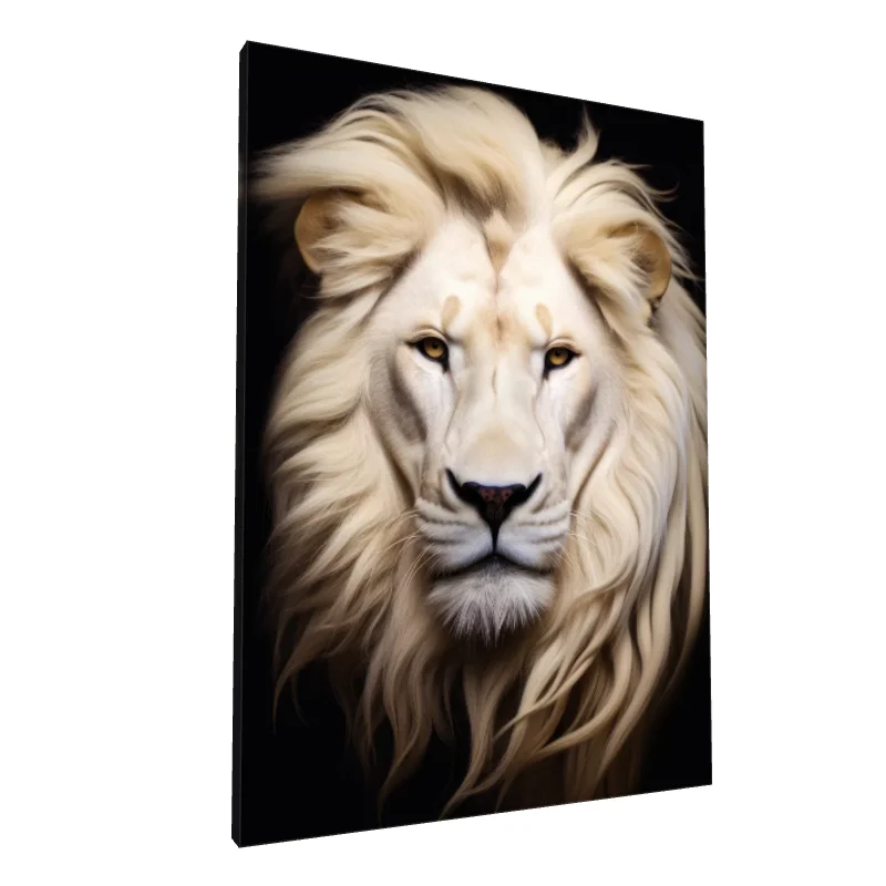 Tablou canvas: Portret Leu Alb pe Fundal Negru