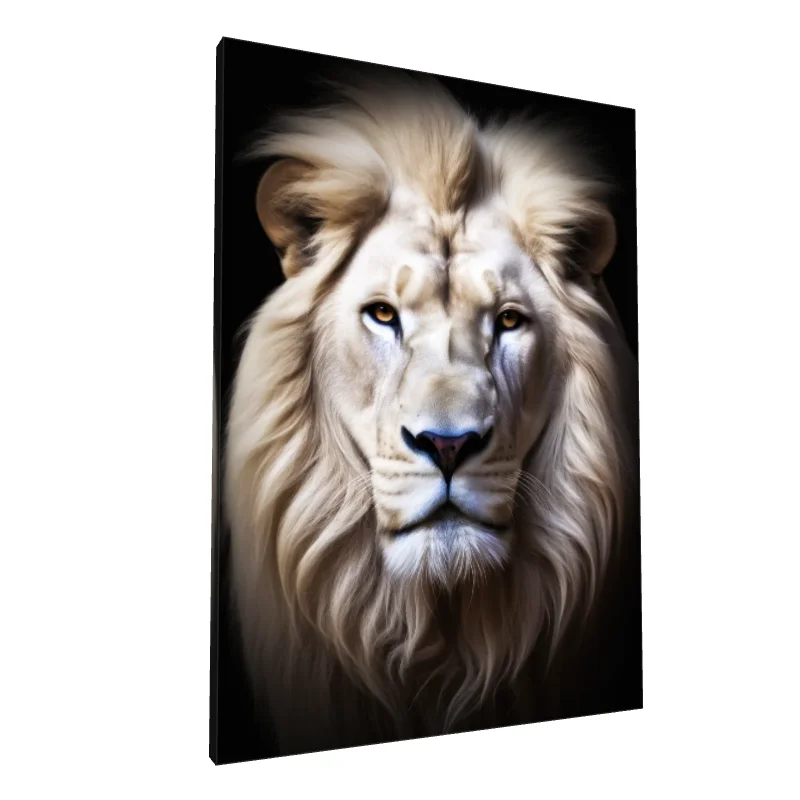 Tablou canvas: Portret de Leu Alb în Stil Realist - Image 1