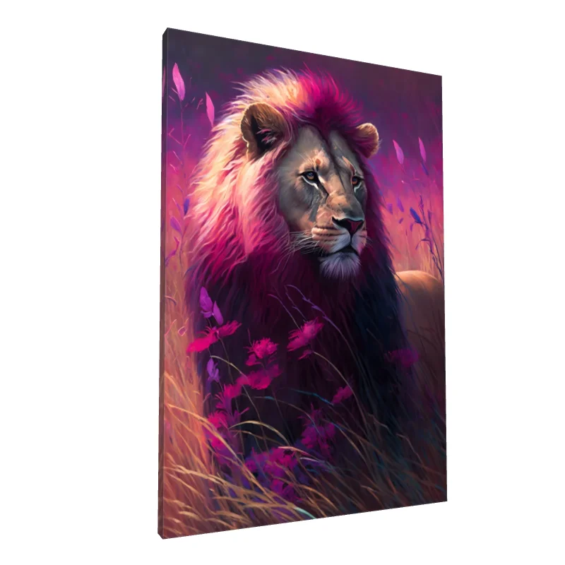 Tablou canvas: Leu Majestic în Peisaj Violet - Image 1