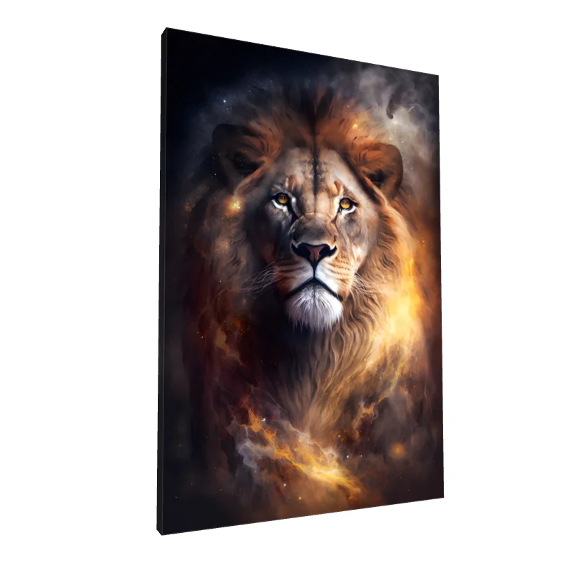Tablou canvas: Portret Leu în Flăcări Cosmice