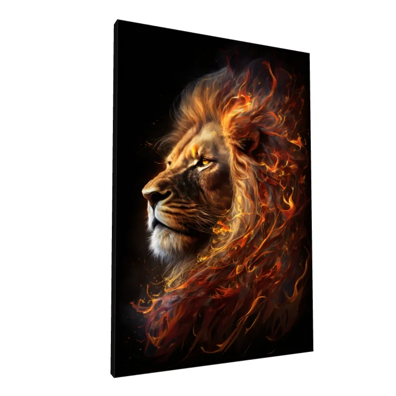 Tablou canvas: Portret de Leu în Flăcări Vii - Image 1