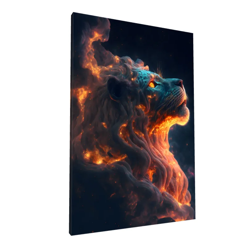 Tablou canvas: Leu de Foc în Stil Digital - Image 1