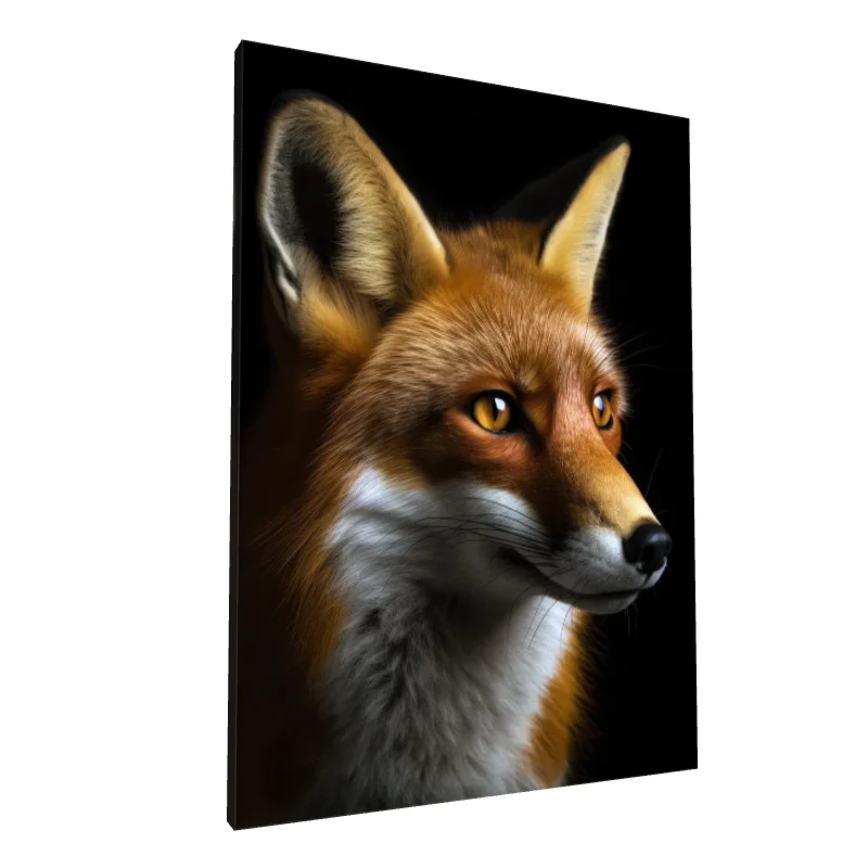 Tablou canvas: Portret Realist de Vulpe pe Fundal Negru (2) - Image 1