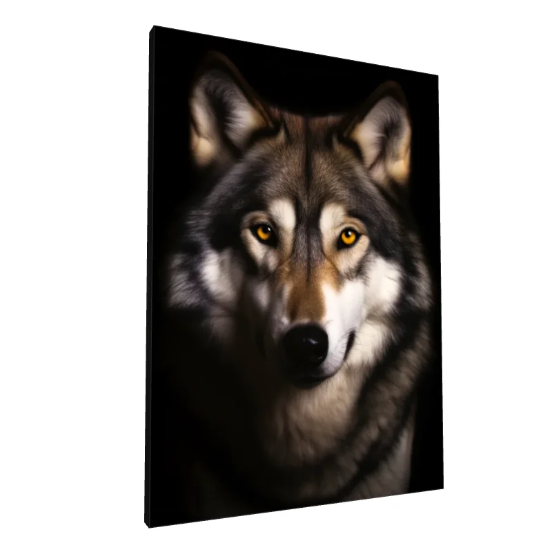 Tablou canvas: Portret Realist de Lup cu Ochi Aurii - Image 1