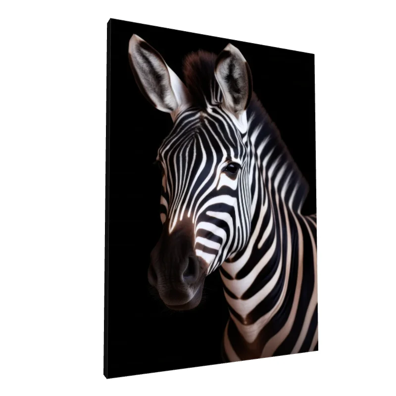 Tablou canvas: Portret de Zebră pe Fundal Negru