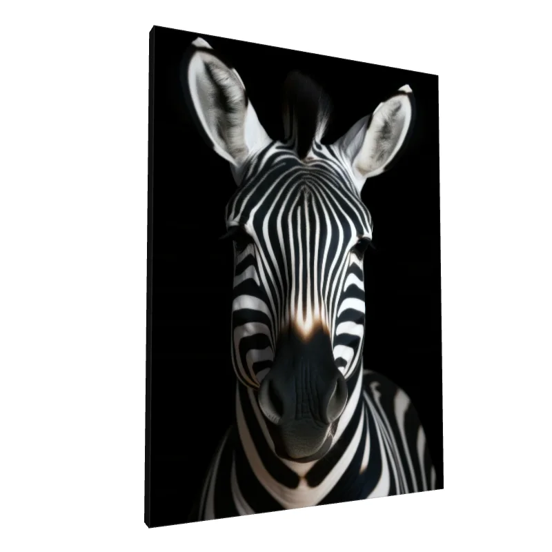 Tablou canvas: Portret Realist de Zebră pe Fundal Negru