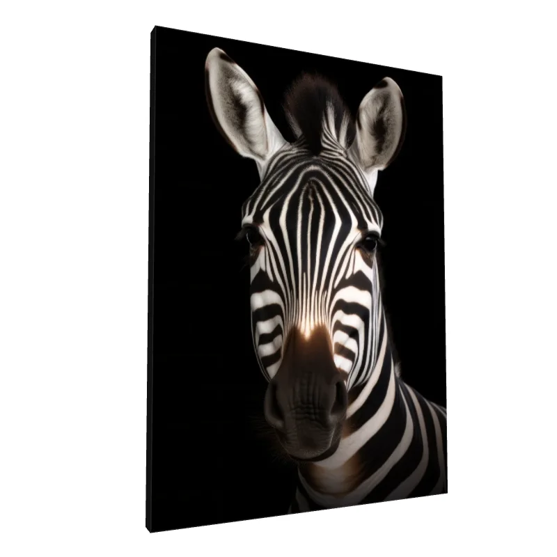 Tablou canvas: Portret de Zebră pe Fundal Negru (2)