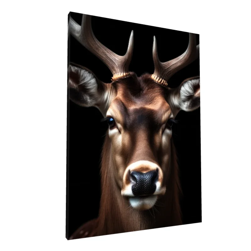 Tablou canvas: Portret Realist de Cerb pe Fundal Negru