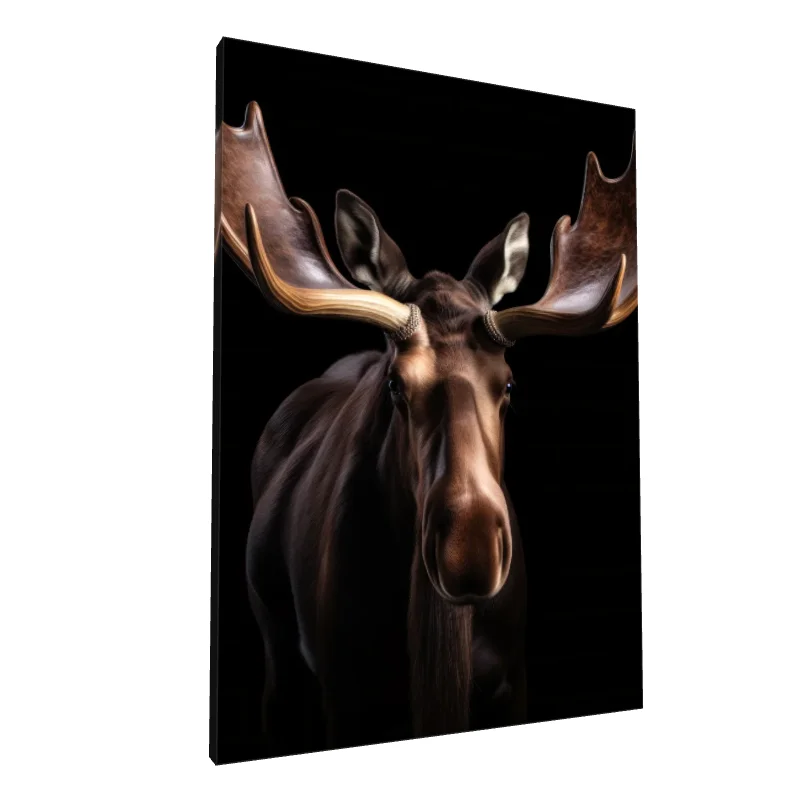 Tablou canvas: Portret Realist de Elan pe Fundal Negru - Image 1