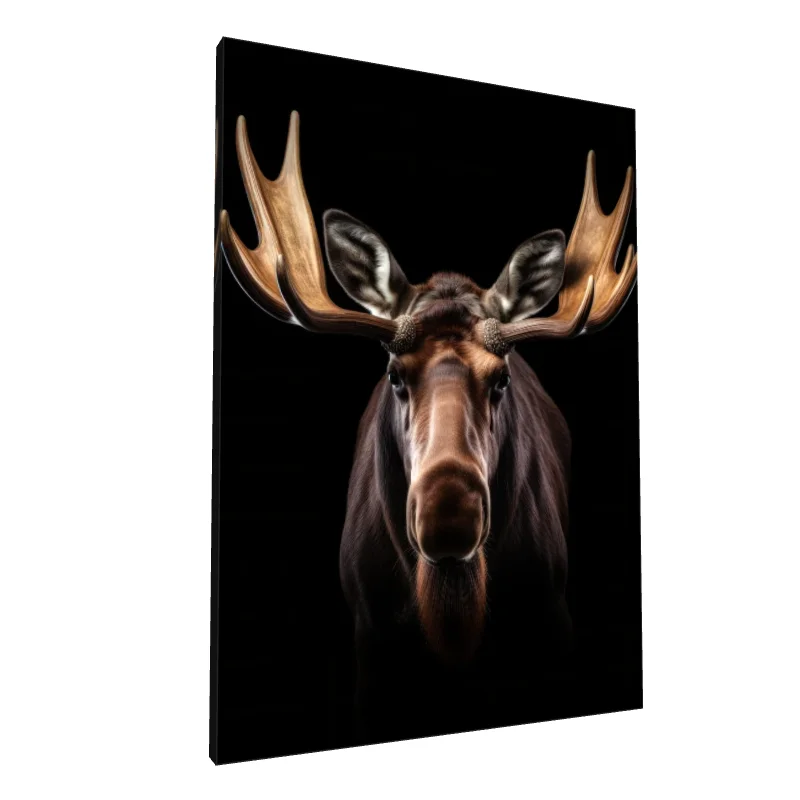 Tablou canvas: Portret Realist de Elan pe Fundal Negru (2) - Image 1