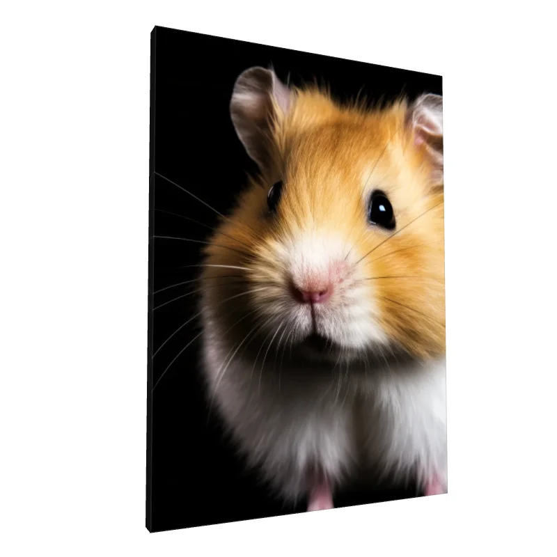 Tablou canvas: Portret Hamster pe Fundal Negru - Image 1